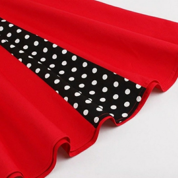 LunaJany Rockabilly Polka Dot Fit and Flare Swing Cocktail Dress & Petticoat - Picture 3 of 12